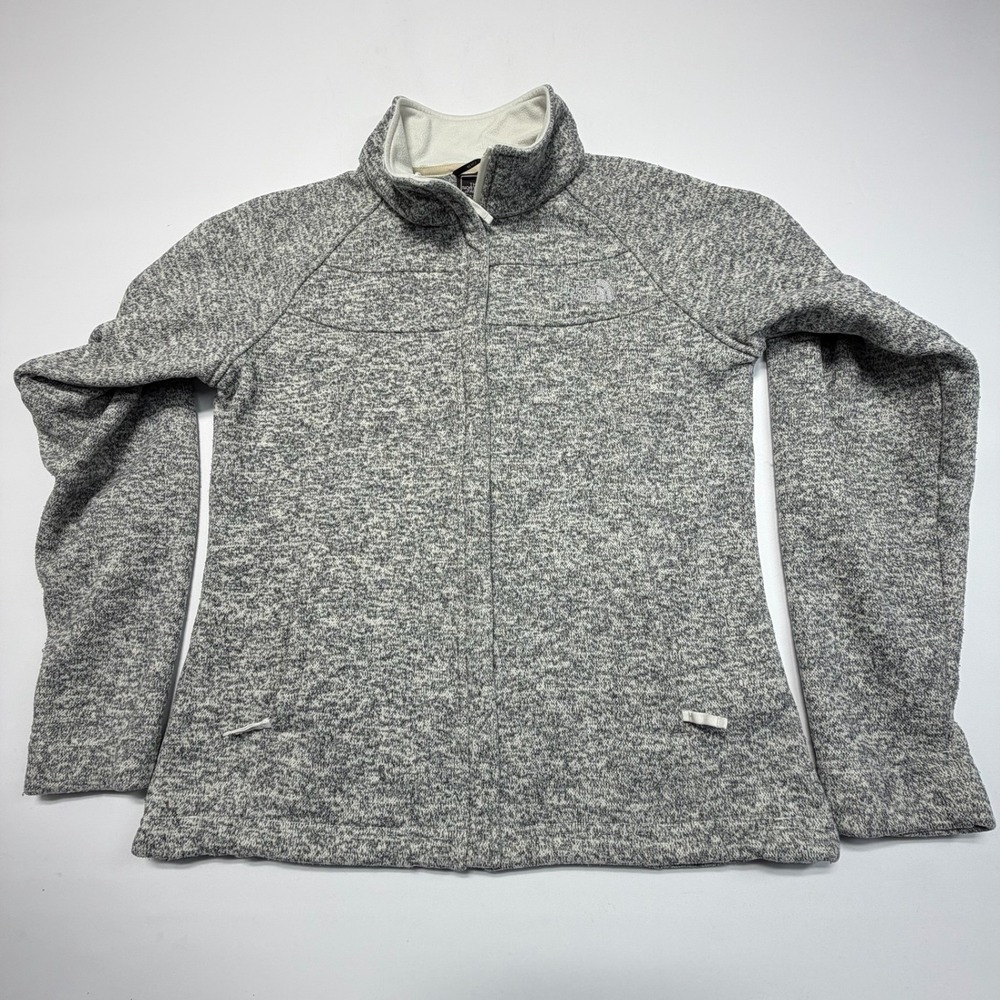 The North Face Sweater Fleece Jacket‎ Women's Small Gray Knit Full Zip Outdoor